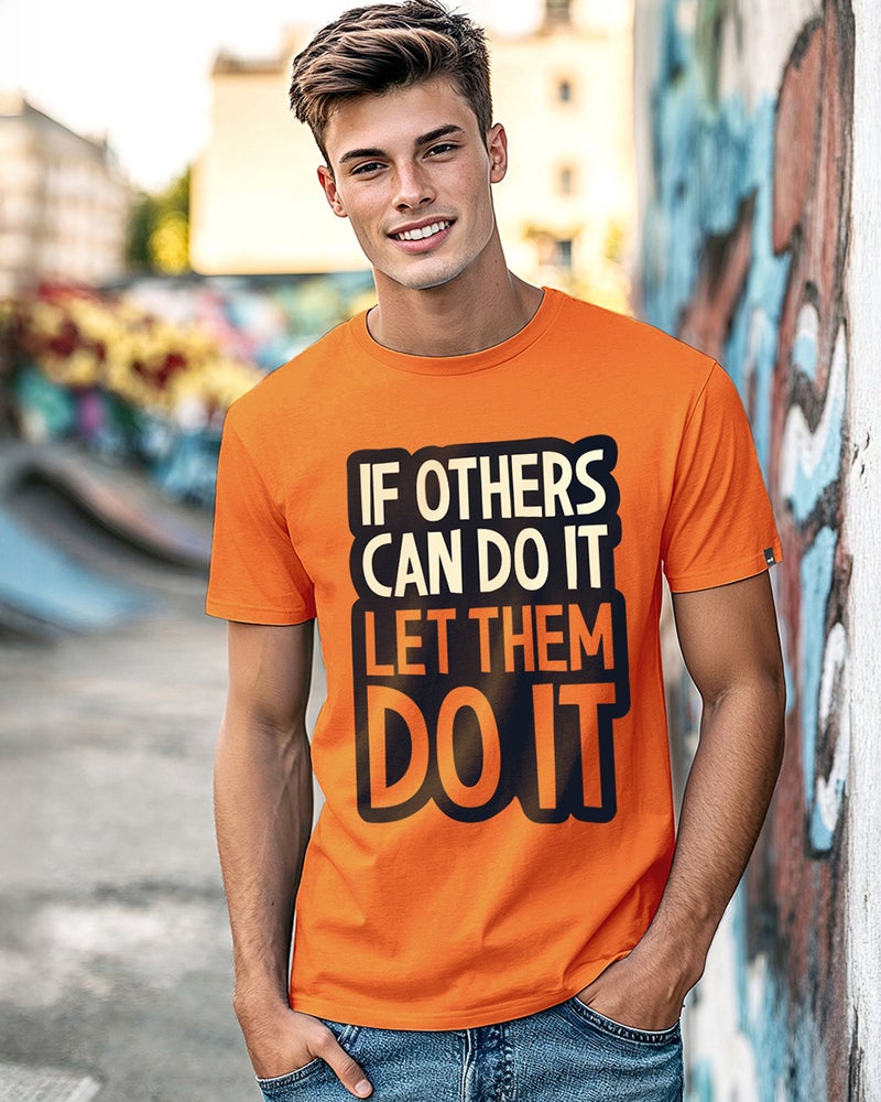 bewakoof Men's Caramel Orange If Others Typography T-shirt - Image 1